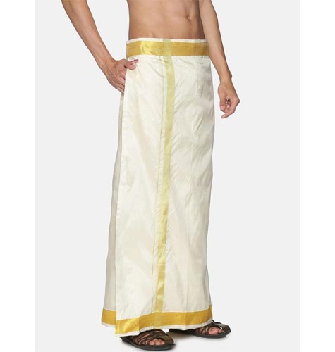 Men Cream-Coloured Solid Dhoti